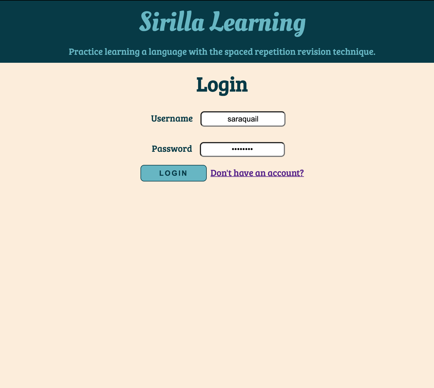 screenshot of a webpage showing a login form and button to login